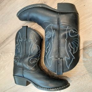 Black leather cowboy boots (kids size 2)